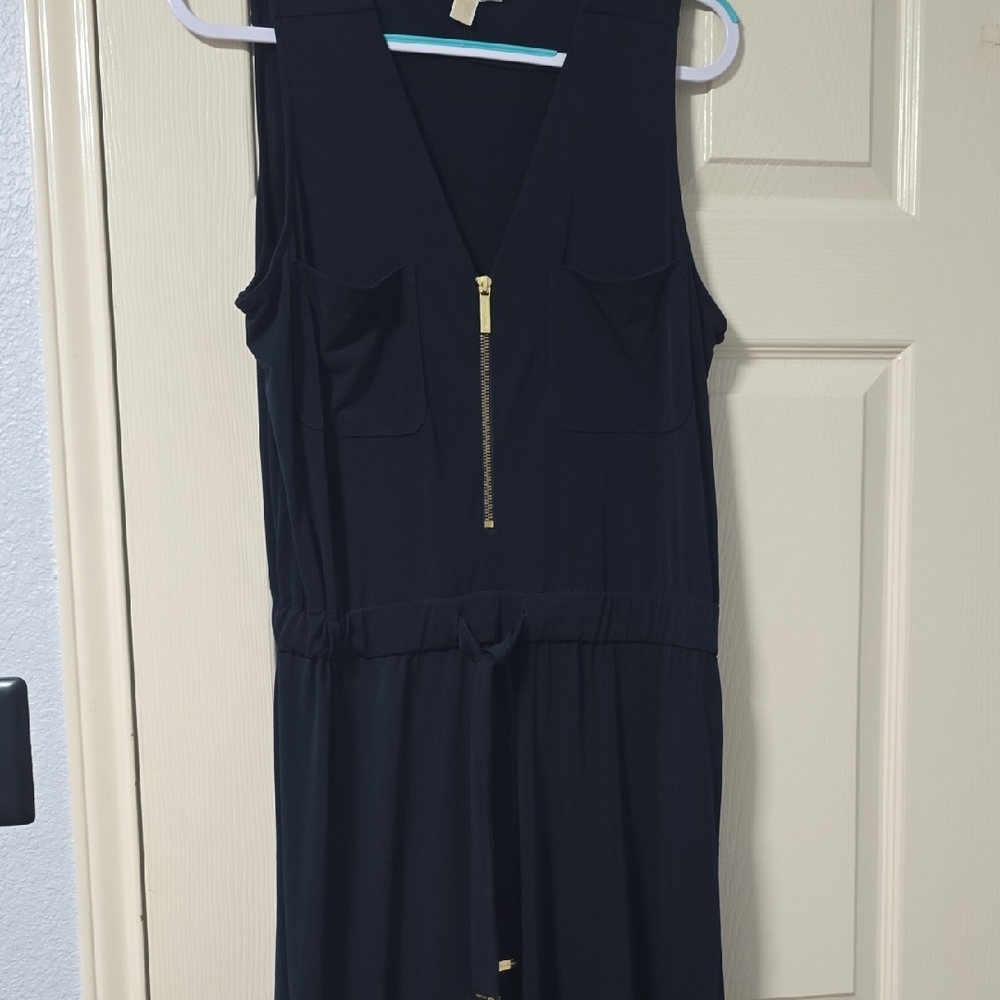 Michael Kors Navy Jumpsuit with Gold Accents